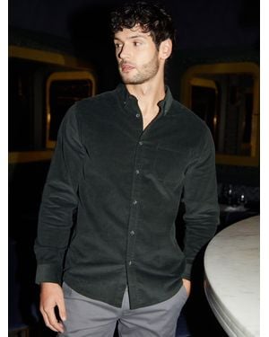 Threadbare Dark Corduroy Shirt - Black