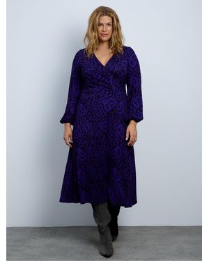 Live Unlimited Petite Abstract Print Jersey V-Neck Maxi Dress - Blue