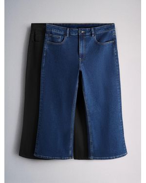 The Set 2 Pack Cropped Flared Jeans/Mid Denim - Blue