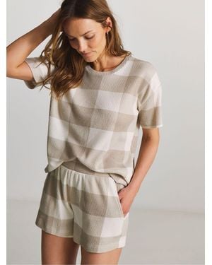 Simply Be Pretty Secrets Check Waffle Lounge Pajamas Set - Green
