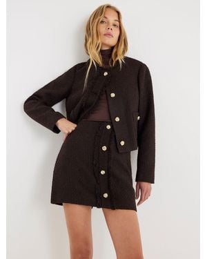 River Island Boucle Button Mini Skirt - Black