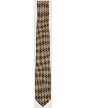 Reiss Varcare - Navy/yellow Silk Geometric Cross-print Tie, One - Multicolor