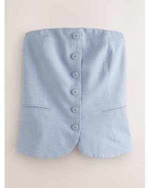 Next Light Linen Blend Bandeau Waistcoat - Blue