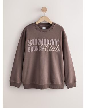 Next Chocolate Slogan Sweatshirt - Brown