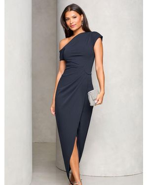 Lipsy Petite Off The Shoulder Gathered Waist Maxi Dress - Blue