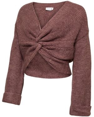 Mama.licious Maternity And Nursing Twist Detail Cropped Knitted Sweater - Brown