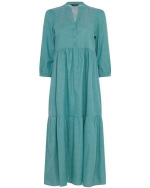 M Com Fine Stripe Tiered Maxi Dress - Green
