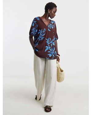 JD Williams Jd Williams Printed Crinkle Tunic Top - Blue