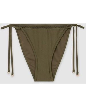 Reiss Khaki Hennel Shimmer Side-Tie Bikini Bottoms - Green