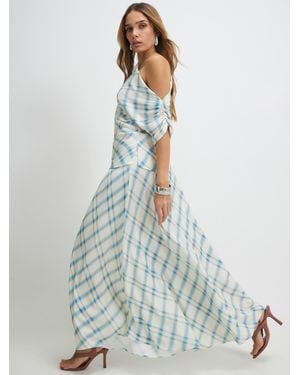 River Island Check Maxi Skirt - White