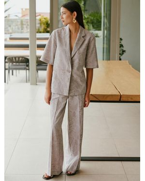 Next Jacquard Palazzo Pants With Linen - Natural