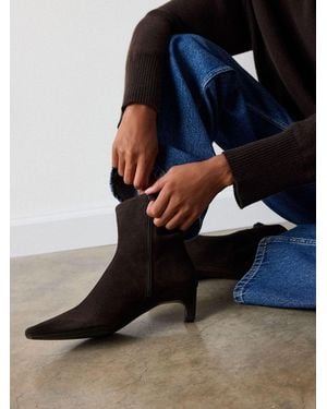 Whistles Kitten Heel Suede Ankle Boots - Blue