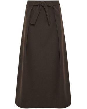 M Com Sash Waist Midi Skirt - Brown