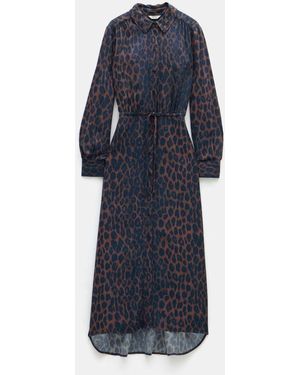 Hush Print Rosey Midi Shirt Dress - Blau