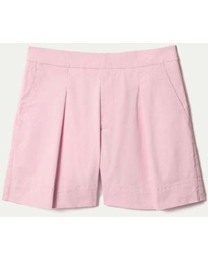 Jigsaw Cotton Pleat Front Chino Shorts - Pink