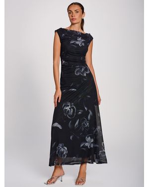 Jolie Moi Multiway Neckline Mesh Maxi Dress - Black