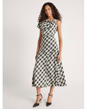River Island Check Knot Detail Maxi Dress - White