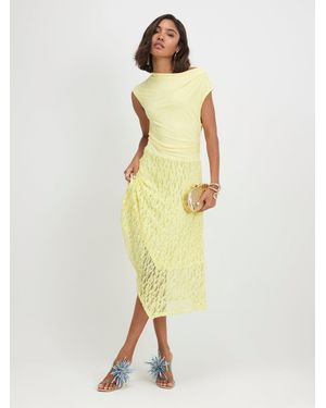 River Island Lace Skirt Hybrid Midi Dress - Yellow