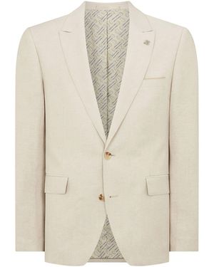 Remus Uomo Peppe Tapered Fit Linen Blend Suit Jacket - White