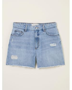 FatFace Fatface Holywell Frayed Denim Shorts - Blue