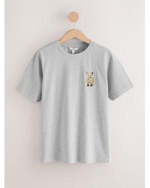 Next Hamish Highland Cow Christmas Graphic Elbow Sleeve T-Shirt - Gray