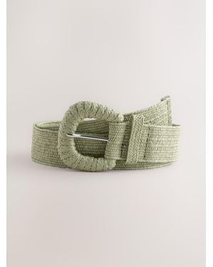 Next Pistachio Wide Raffia Effect Belt - Green