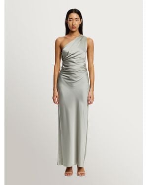 Significant Other Angela Satin One Shoulder Maxi Dress - White