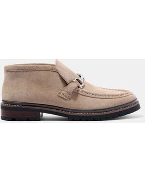 Mint Velvet Effie Suede Loafer Boots - Natural