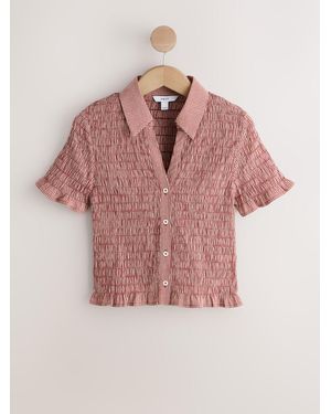 Next Gingham Short Sleeved Shirt - Pink