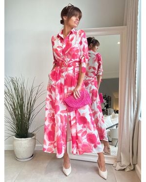 Style Cheat Daphne Belted Shirt Dress - Pink
