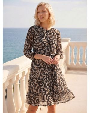 Roman Petite Frill Hem Dress - Black