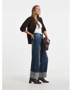 JD Williams Authentic Turn Up Wide Leg Jeans - Blue