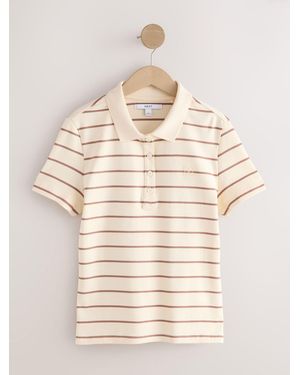 Next Fitted Short Sleeve Polo Top - Natural