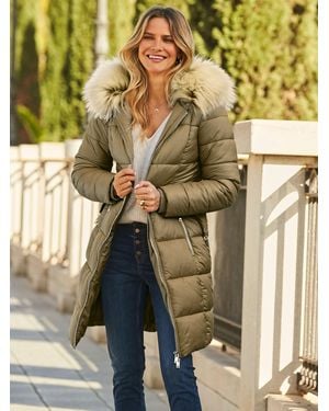 Sosandar Quilted Longline Coat - Natural