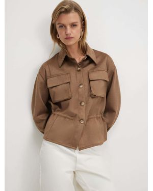 River Island Faux Suede Drawstring Overshirt - Brown
