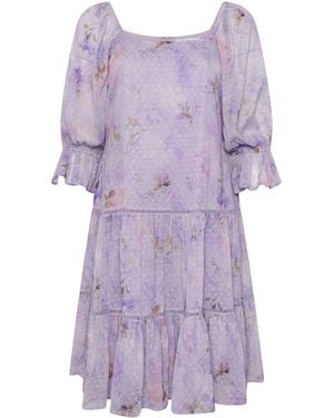 Yours Curve London Floral Cold Shoulder Midi Dress - Purple