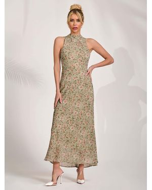 Jolie Moi Midaxi-Kleid Aus Chiffon Mit Neckholder - Natur