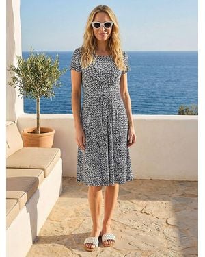 Roman Petite Floral A-Line Dress - Blue