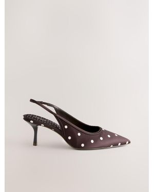 Next Forever Comfort Polka Dot Point Slingback Heels - Natural