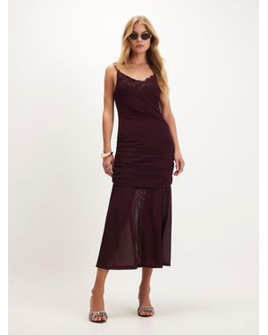 River Island Lace Trim Drape Midi Dress - Red