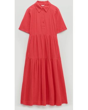 Hush Maeve Cotton Cheesecloth Shirt Dress - Red