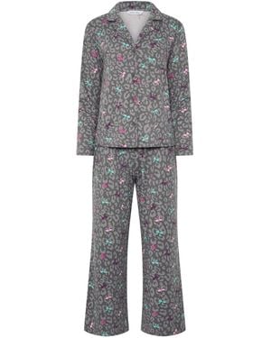 PixieGirl Petite Bows Soft Touch Long Sleeve Pajamas - Gray