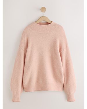 Next Blush Long Sleeve Standneck Knit Sweater With Wool - Pink