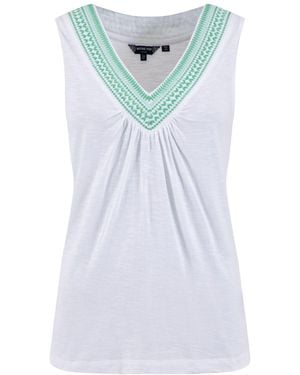 Weird Fish Kinton Embroidered Jersey Vest Top - Blue
