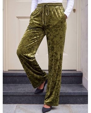 Roman Velvet Stretch Pants - Green