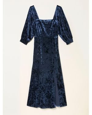 FatFace Fatface Isla Petite Velvet Midi Dress - Blue