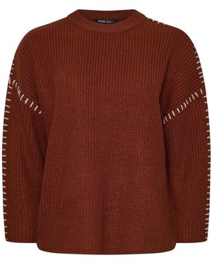 Yours Curve Pullover Mit Ziernähteneu 50-52 (Uk 22-24) - Braun