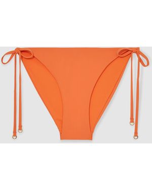 Reiss Riah Side Tie Bikini Bottoms - Orange