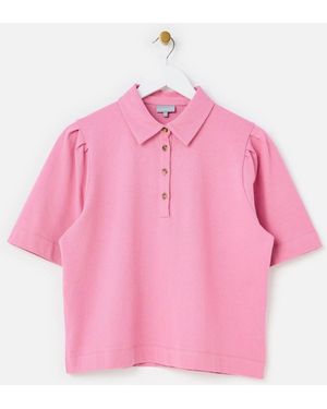 Oliver Bonas Collared Short Sleeve Polo Top - Pink