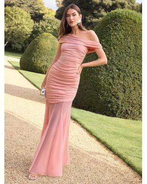 Lipsy Bridesmaid Drape One Shoulder Asymmertrical Maxi Dress - Green